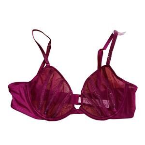 New victoria’s Secret VERY SEXY 36B Sheer Shine Unlined Low-Cut Demi Bra red